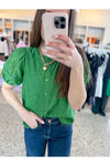 Sadie Puff Sleeve Eyelet Embroidered Blouse