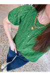 Sadie Puff Sleeve Eyelet Embroidered Blouse