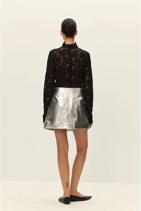 Tau Leather Mini Skirt