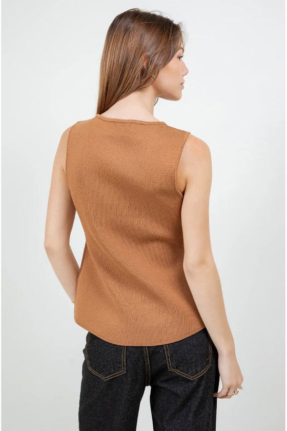 Camel Button Front Vest