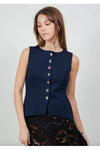 Navy Button Front Vest