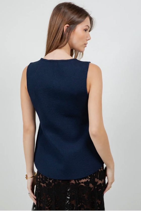 Navy Button Front Vest