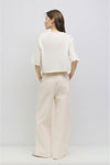 Cream Short Sleeve Sweater
