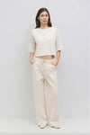 Cream Short Sleeve Sweater