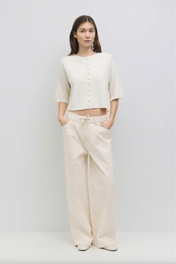 Cream Short Sleeve Sweater