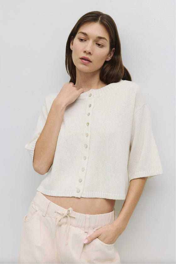 Cream Short Sleeve Sweater