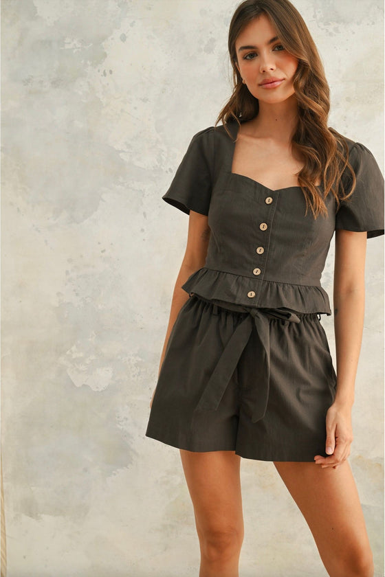 Charcoal Short Sleeve Top