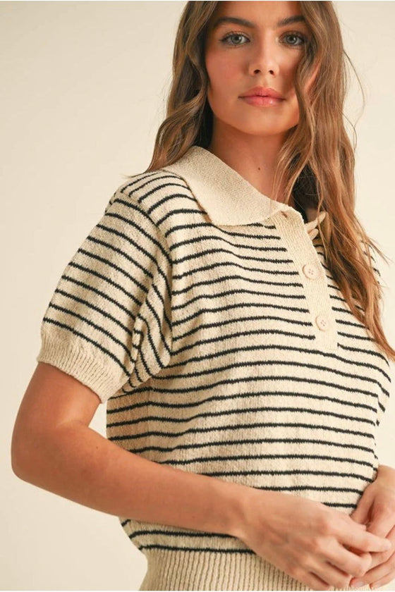 Kelly Striped Button Top