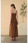 V Neck Pleated Front Detail Maxi Dress