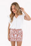 Kennedy Embroidered Skirt - Burnt Orange