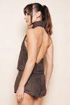 Edie Suede Halter Top