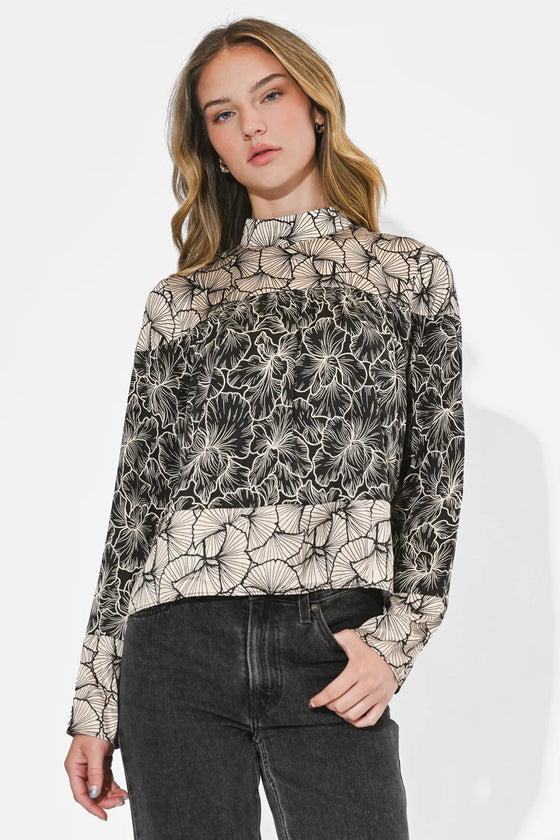 Meghan Twin Print Turtle Neck Top