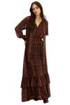 Nova Maxi Dress - Brown Plaid