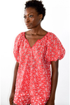 Gathered Top Red Eyelet