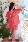 Gathered Top Red Eyelet