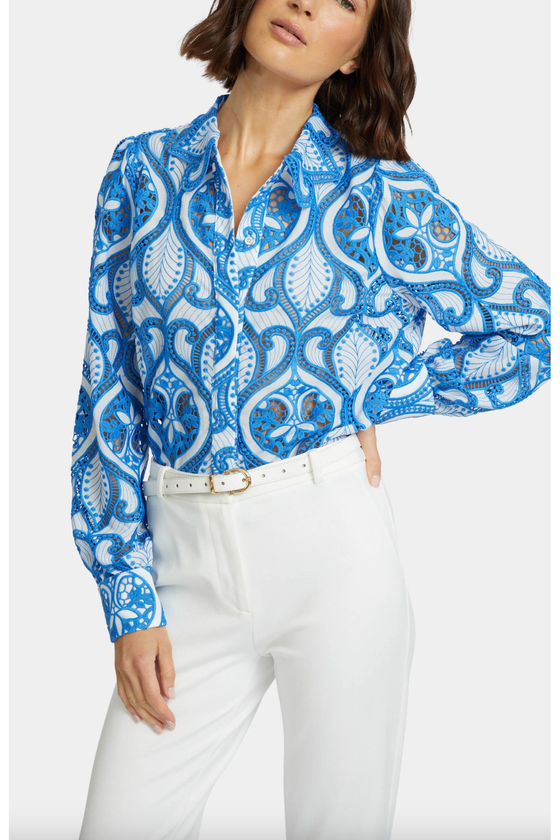 Emmie White / French Blue Lace Top