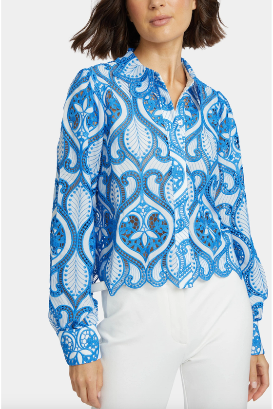 Emmie White / French Blue Lace Top