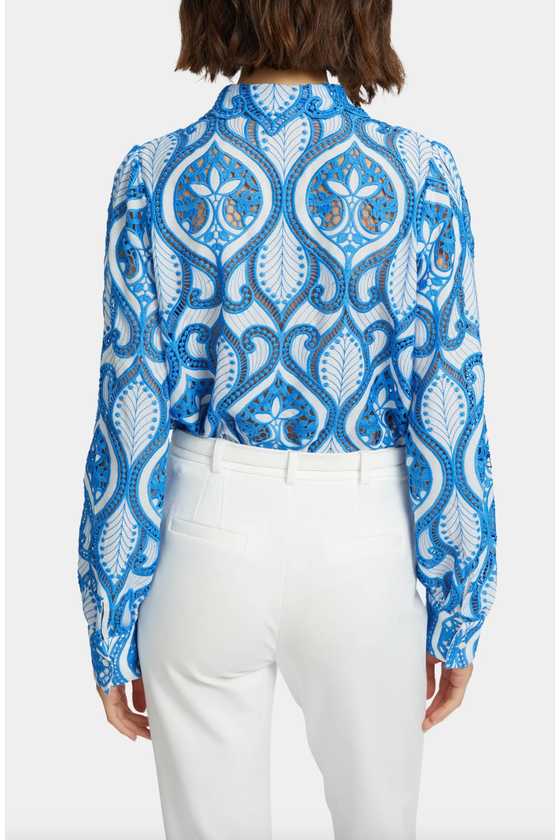 Emmie White / French Blue Lace Top