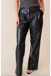 JOSIE PLEATED FAUX LEATHER PANT
