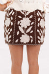 Cody Embroidered Mini Skirt - Brown