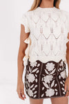 Cody Embroidered Mini Skirt - Brown