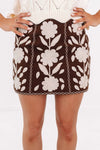 Cody Embroidered Mini Skirt - Brown