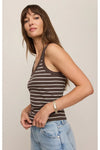 Rowe Striped Scoop Tank Dark Chocolate