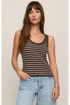 Rowe Striped Scoop Tank Dark Chocolate