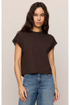 Marika Lace Trim Muscle Tee Dark Chocolate