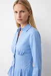Zoe Peplum Long Sleeve Shirt - Light Blue