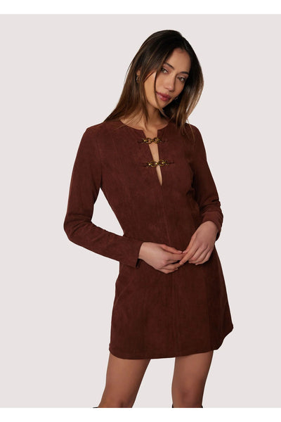 long sleeve suede mini dress – LARE Boutique Trouser Inseam:W34 L30 Women's Outfit: Black Velvet textured fabric product-group-sp2641605