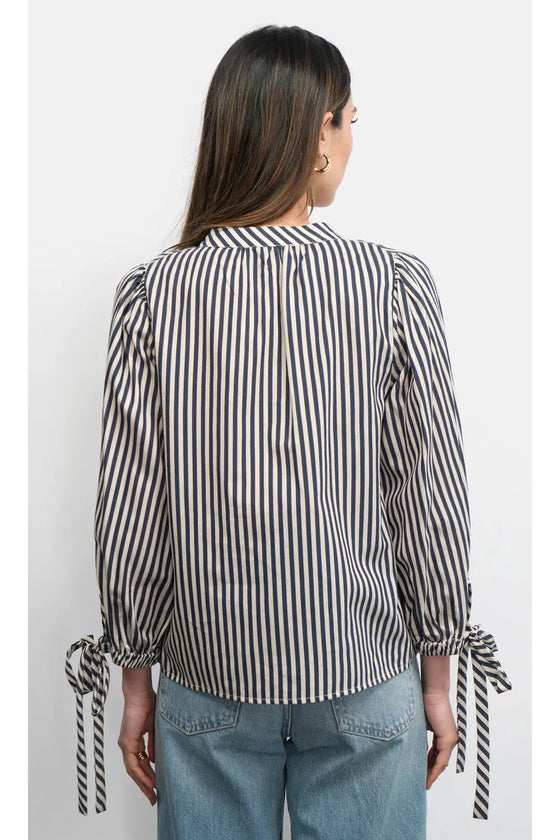 Miui Puff Sleeve Stripe Shirt