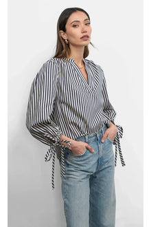  Miui Puff Sleeve Stripe Shirt