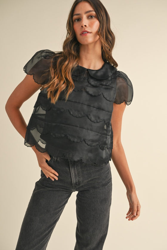 Scallop Organza Blouse